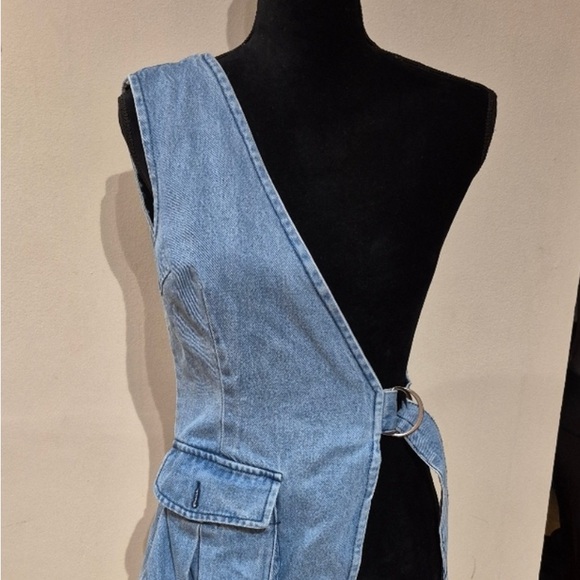 ZARA Asymmetrical Denim Utility Vest - Size XS/S (EUR XS / USA S / MEX 24-26) - Picture 2 of 9